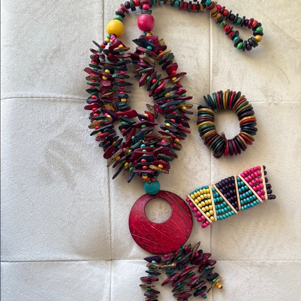 Colorful Beaded Necklace and Bracelet Set